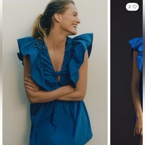 Anthropologie blue tassel mini dress